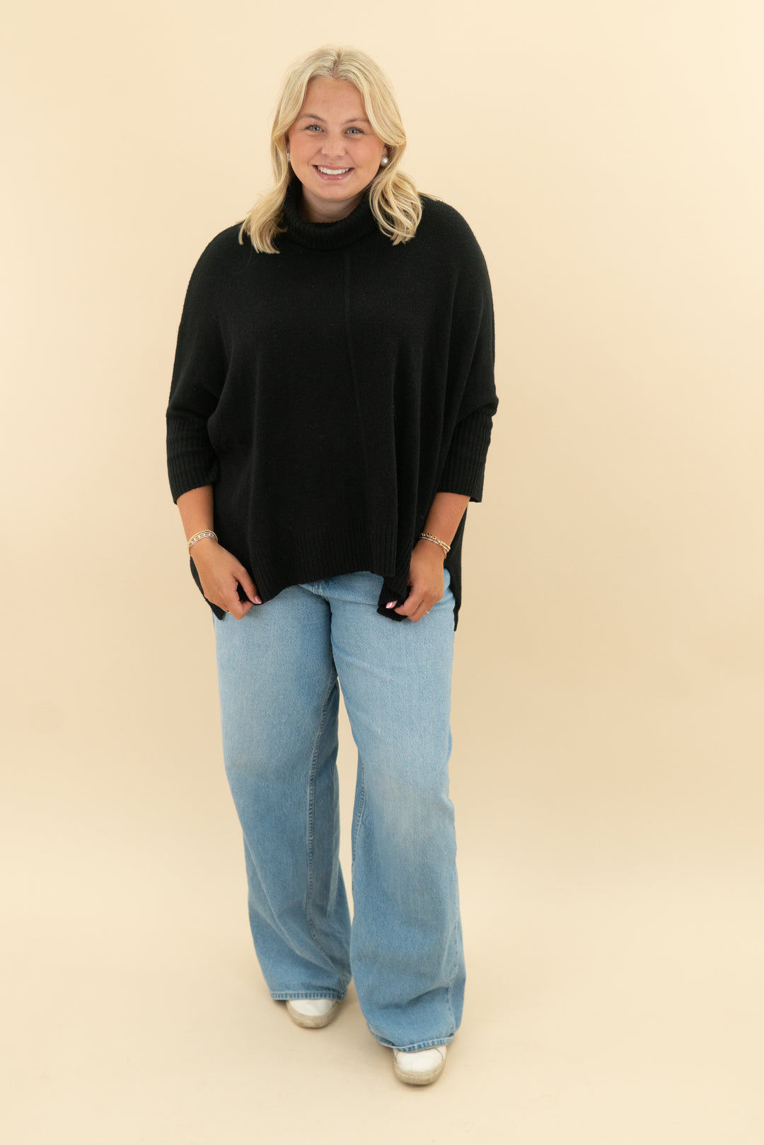 loft black 3/4 sleeve sweater (m)