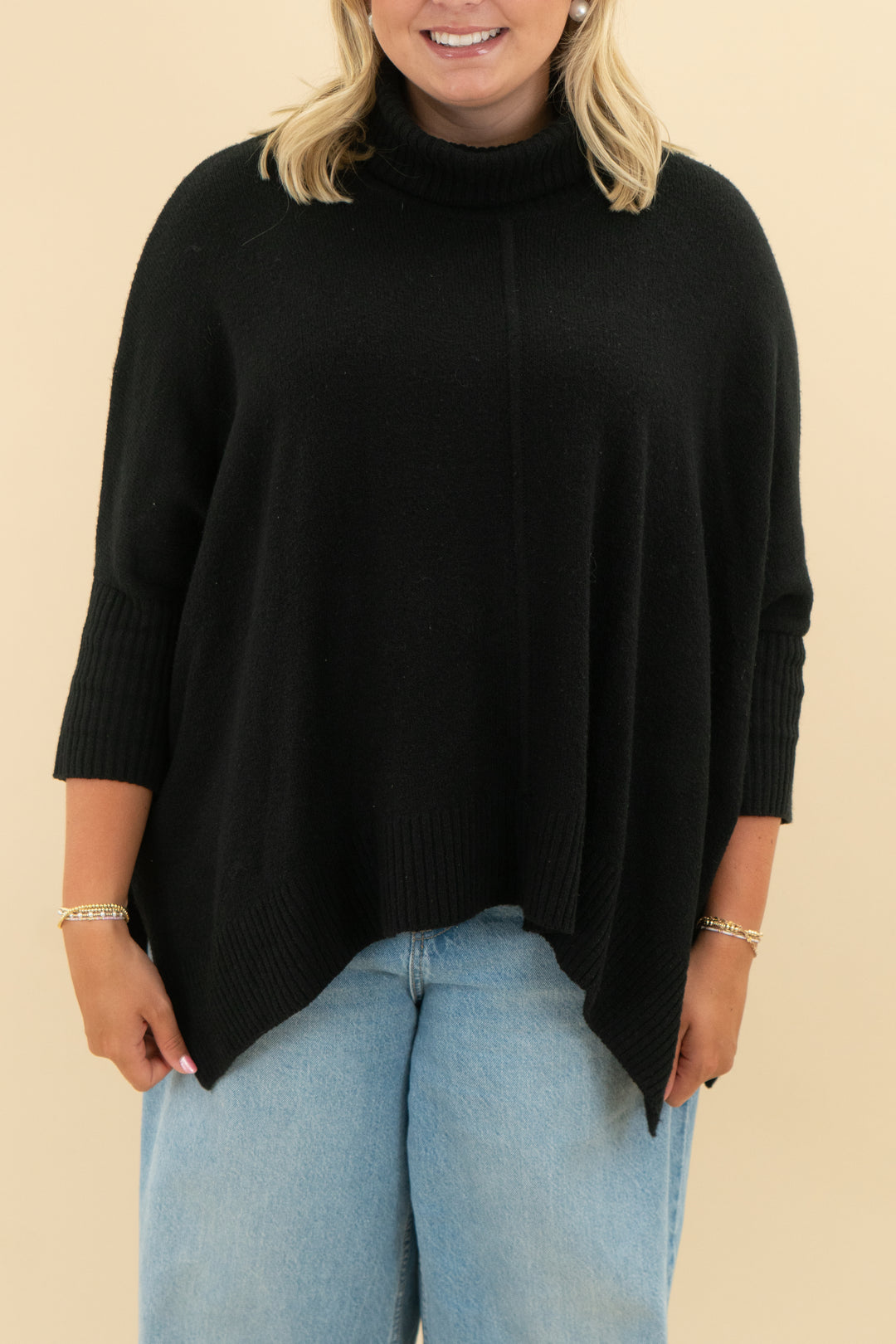 loft black 3/4 sleeve sweater (m)