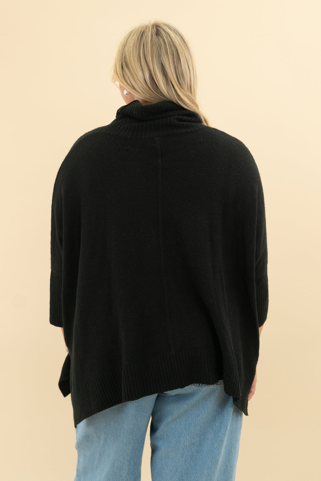 loft black 3/4 sleeve sweater (m)