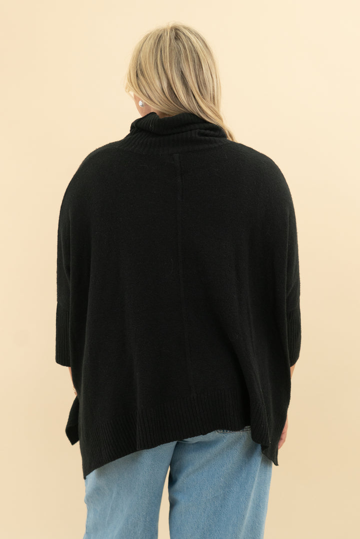 loft black 3/4 sleeve sweater (m)