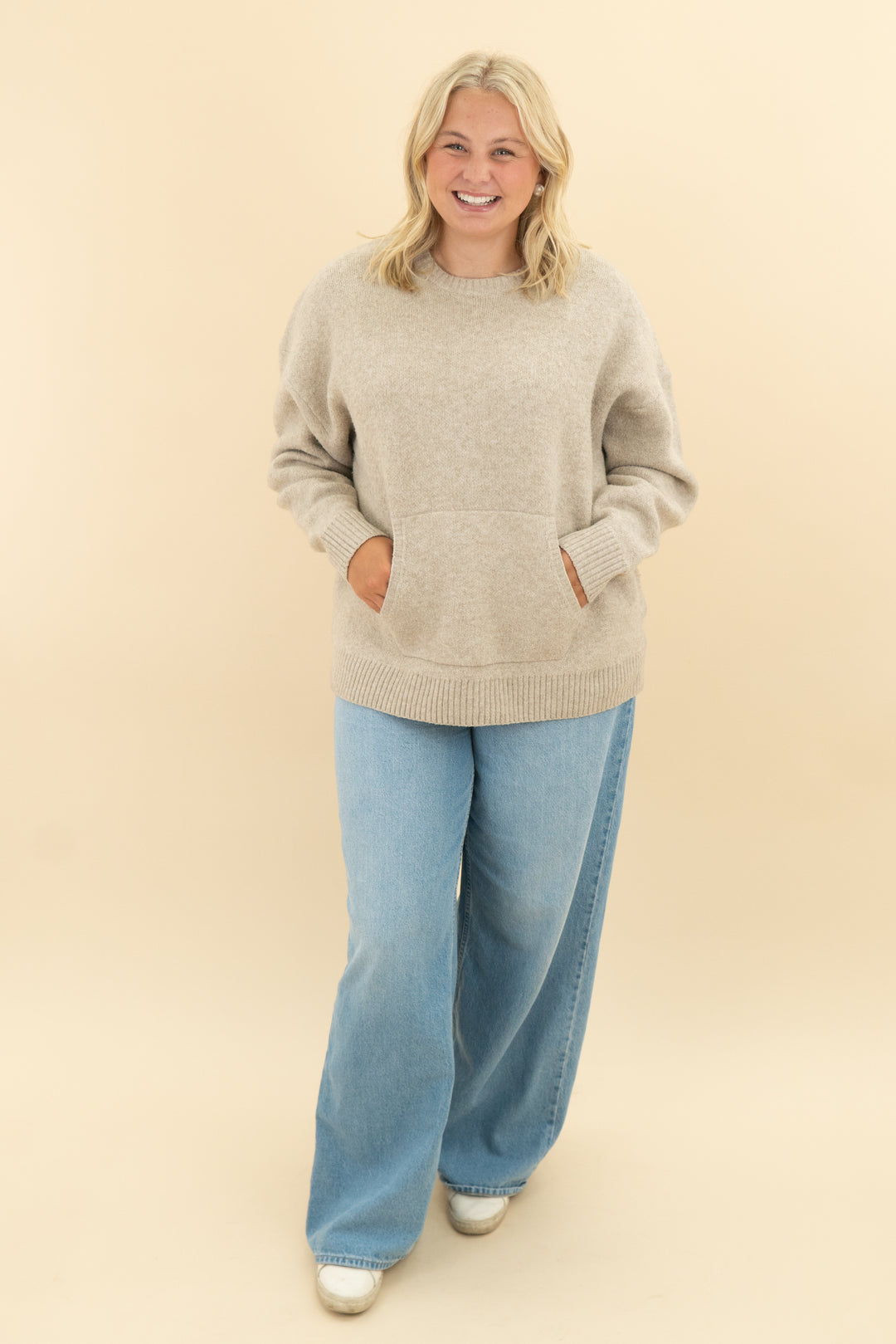 rae made tan oversized sweater (l)