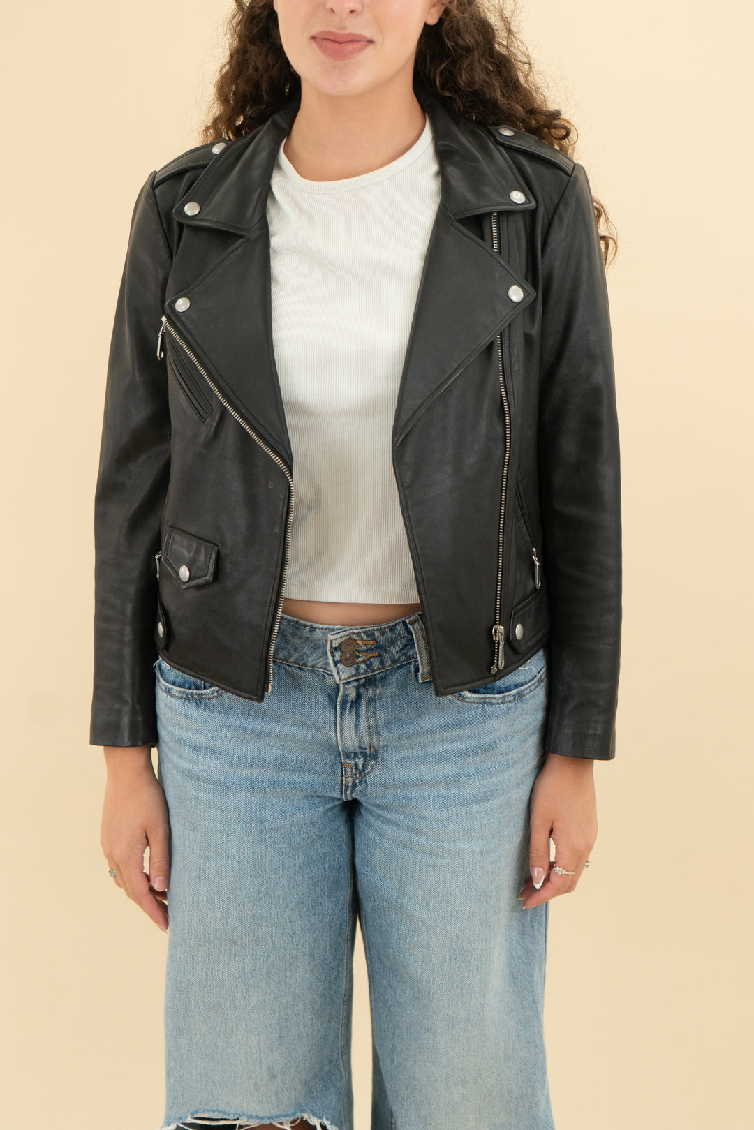 rebecca minkoff black leather jacket (s)