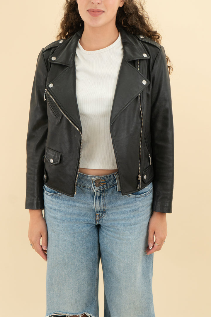 rebecca minkoff black leather jacket (s)