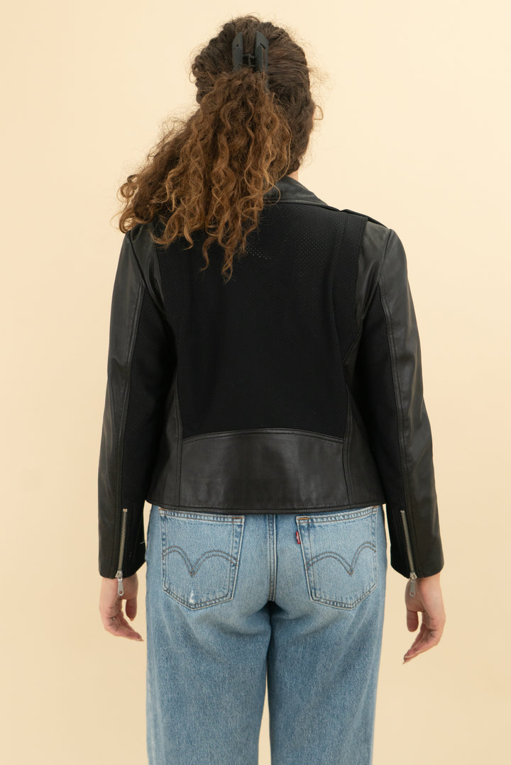 rebecca minkoff black leather jacket (s)