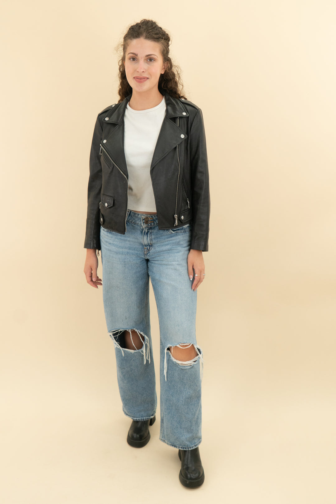 rebecca minkoff black leather jacket (s)