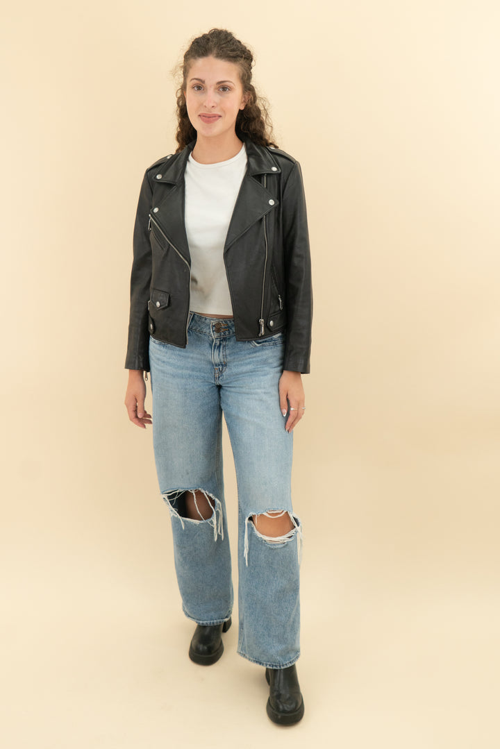 rebecca minkoff black leather jacket (s)