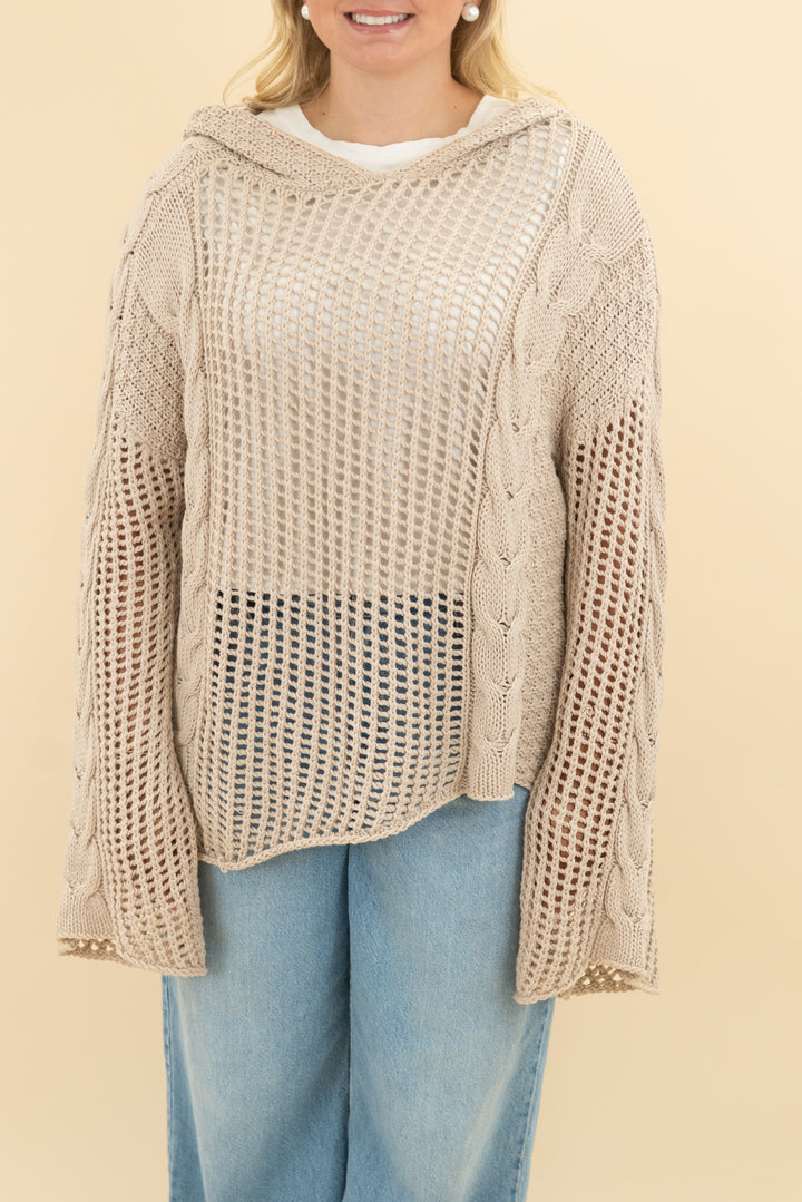vici knit hoodie tan (m/l; retail $68)