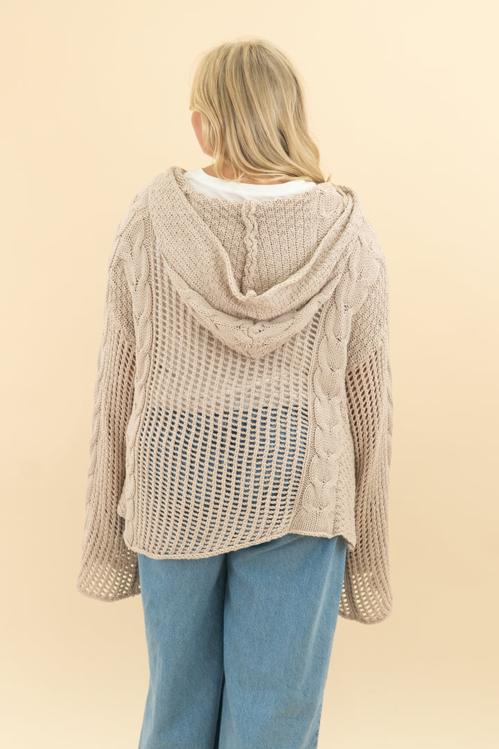 vici knit hoodie tan (m/l; retail $68)