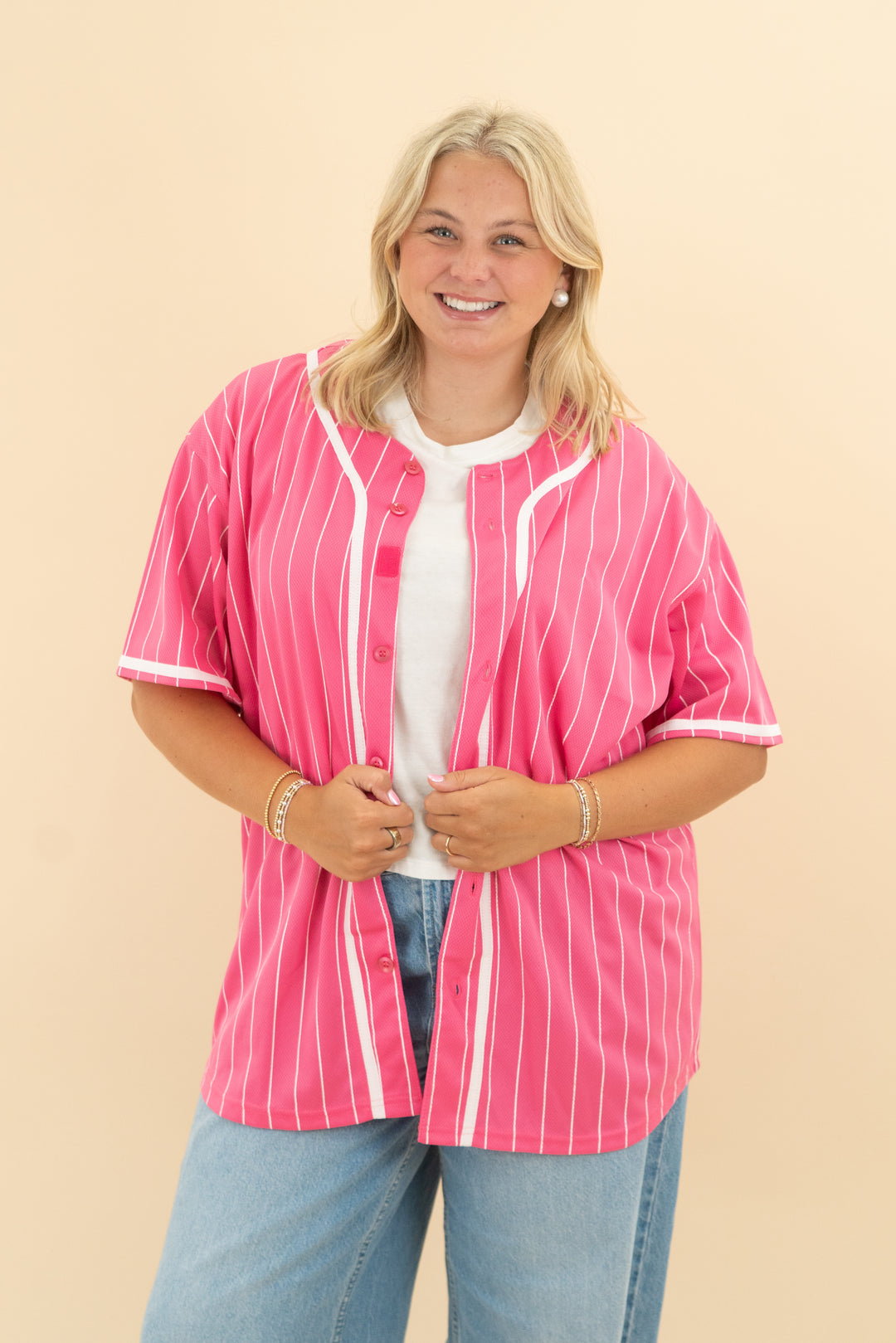 pink and white stripe jersey (xl; $74.05)