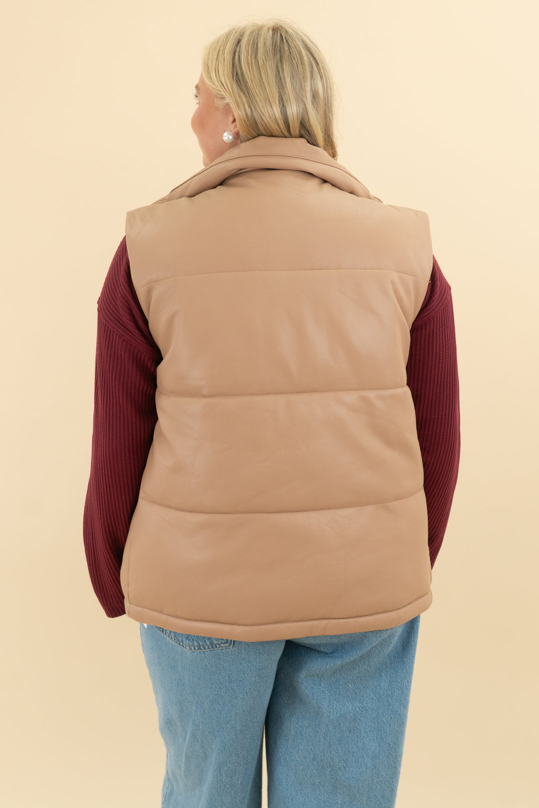 abercrombie & fitch khaki vegan leather vest (m)