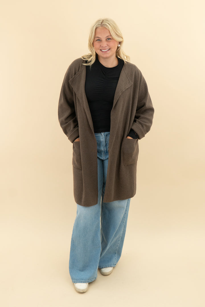 quince brown cardigan (l)