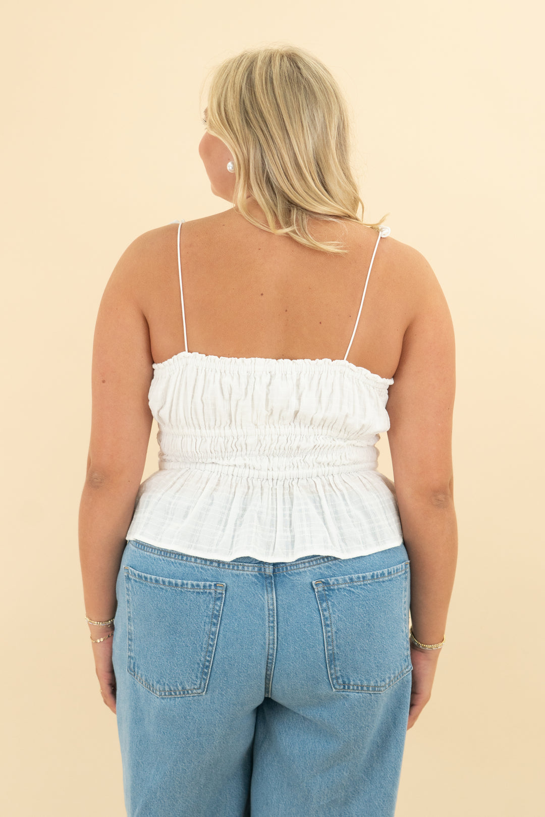 j.crew gauze white tie tank top (l)