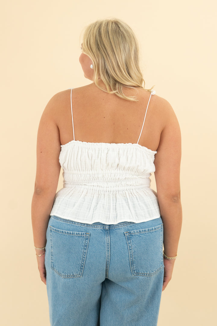 j.crew gauze white tie tank top (l)