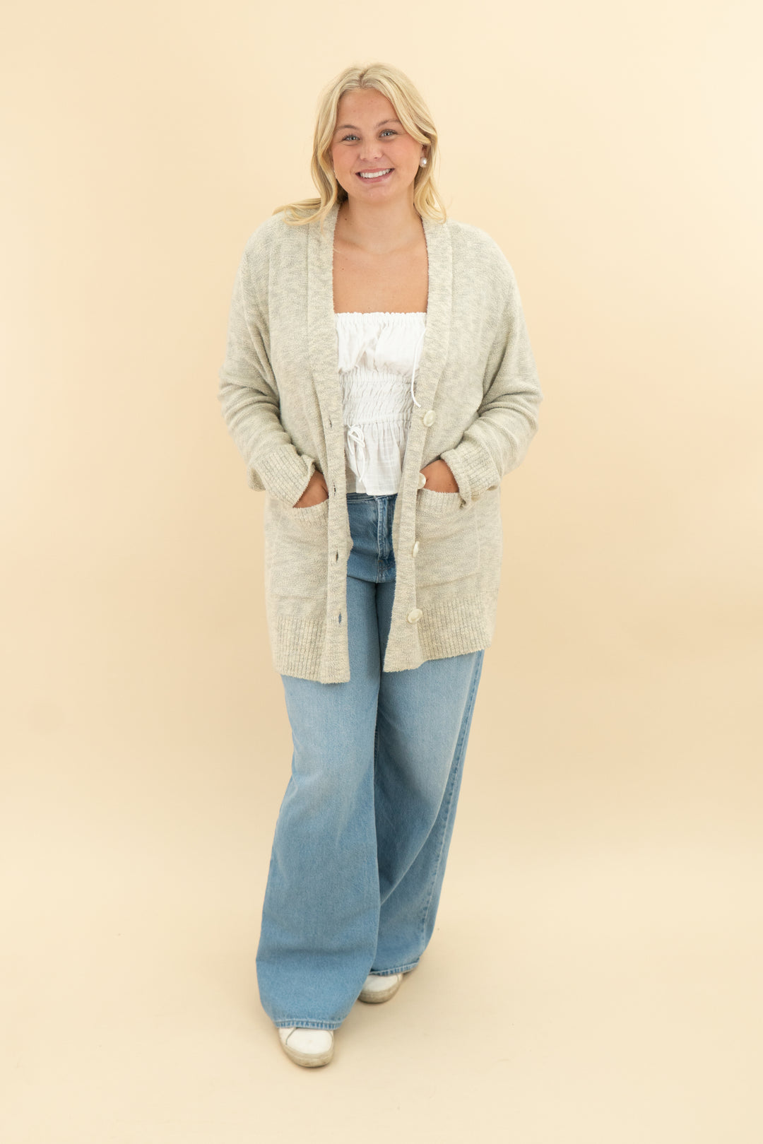 faceplant dreams cream cardigan (l)