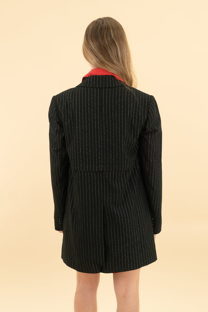 maeve black pinstripe oversized blazer (xs)