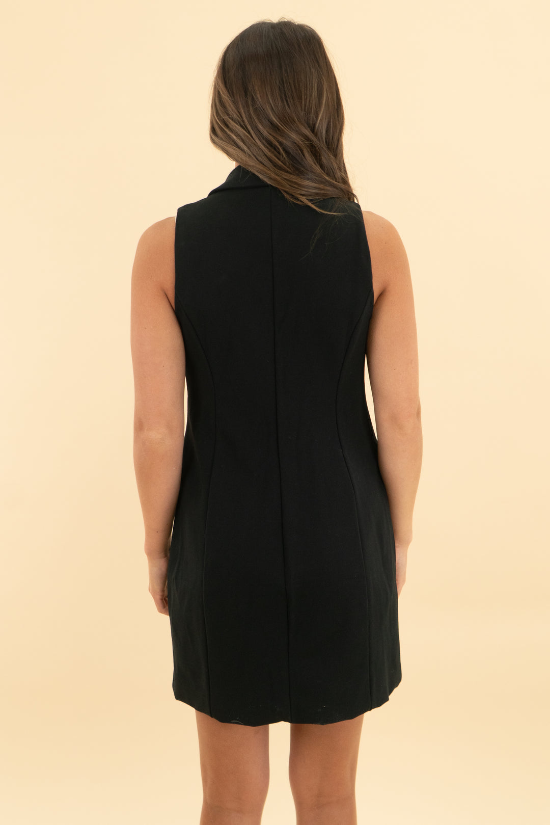 spanx black collared sleeveless mini dress (xs)