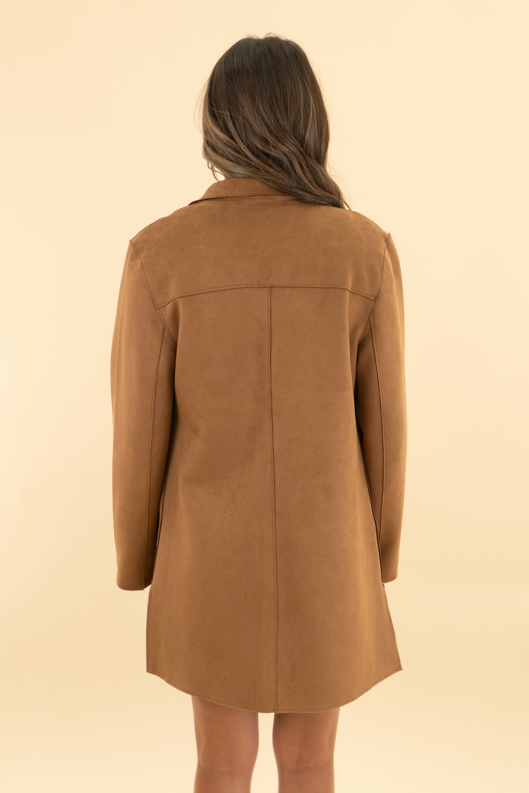 t tahari brown vegan suede coat (s; retail $89)