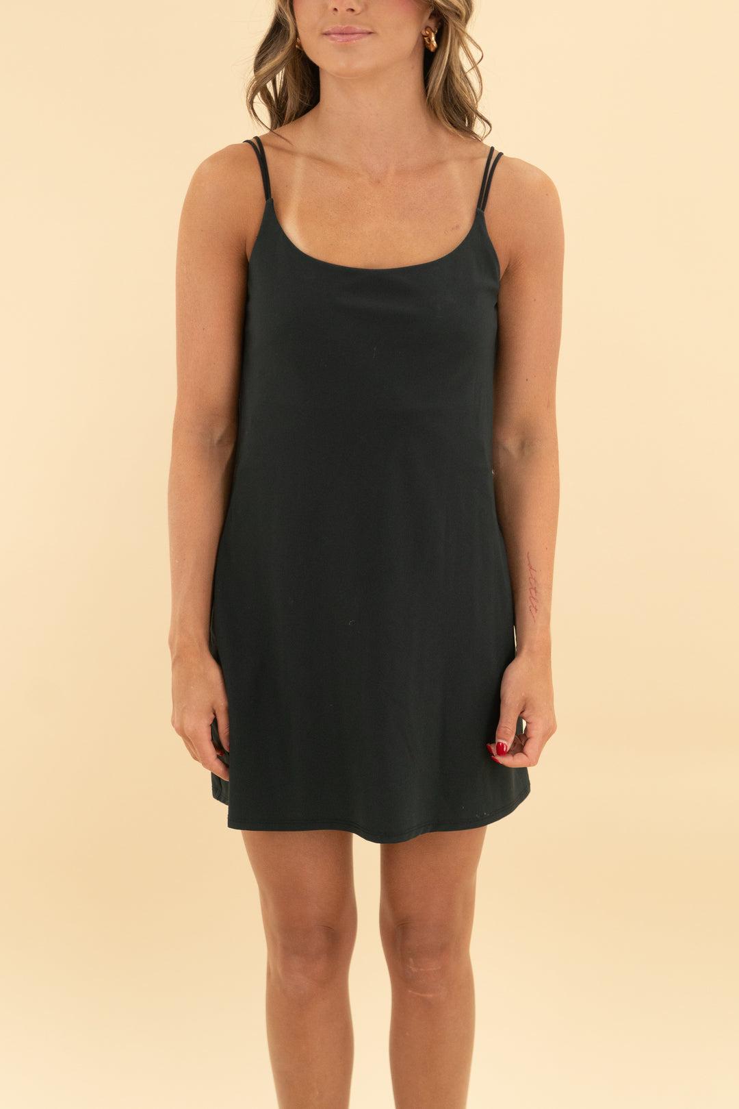 abercrombie & fitch black spaghetti strap skort dress (s)