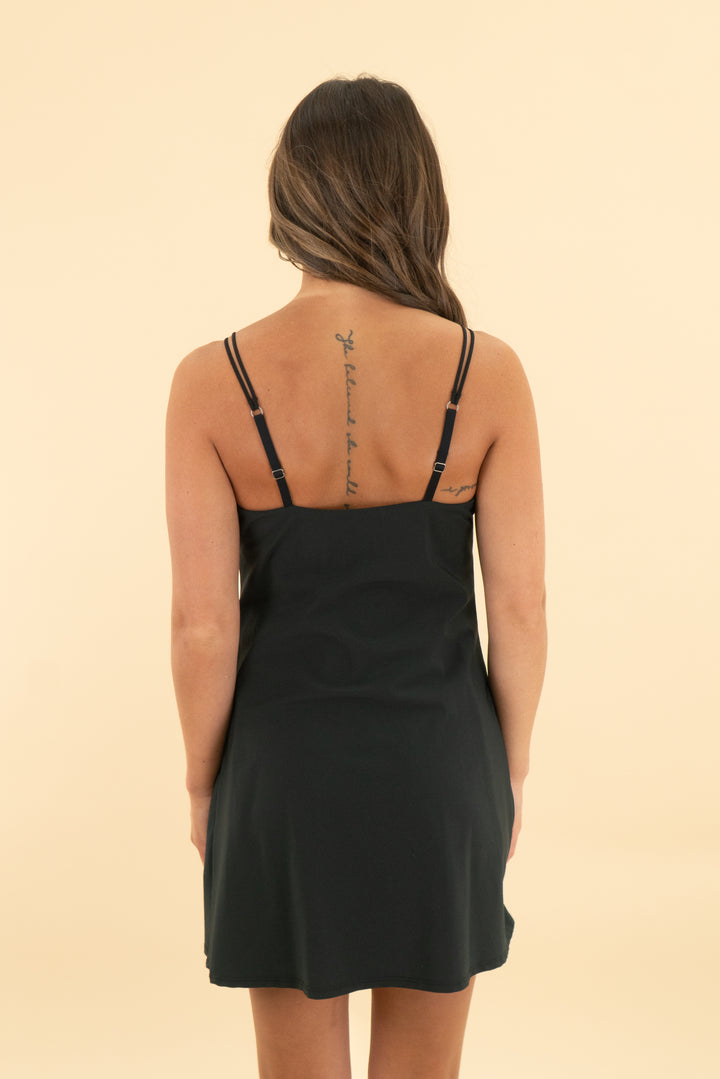 abercrombie & fitch black spaghetti strap skort dress (s)