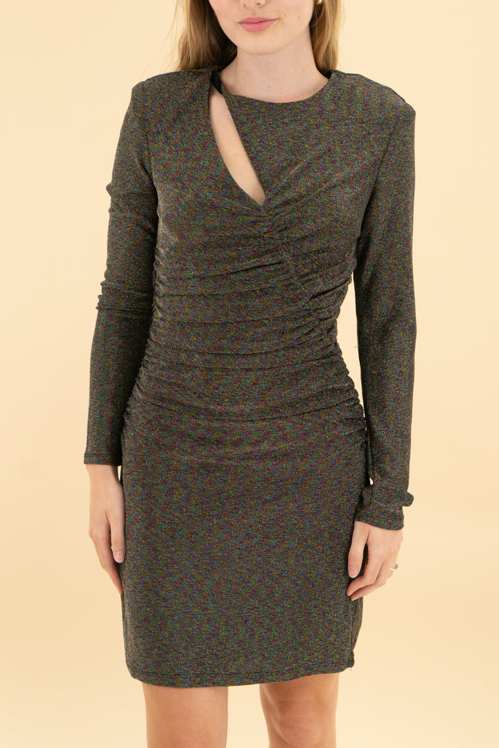 astr the label multi/sparkly long sleeve dress (m)