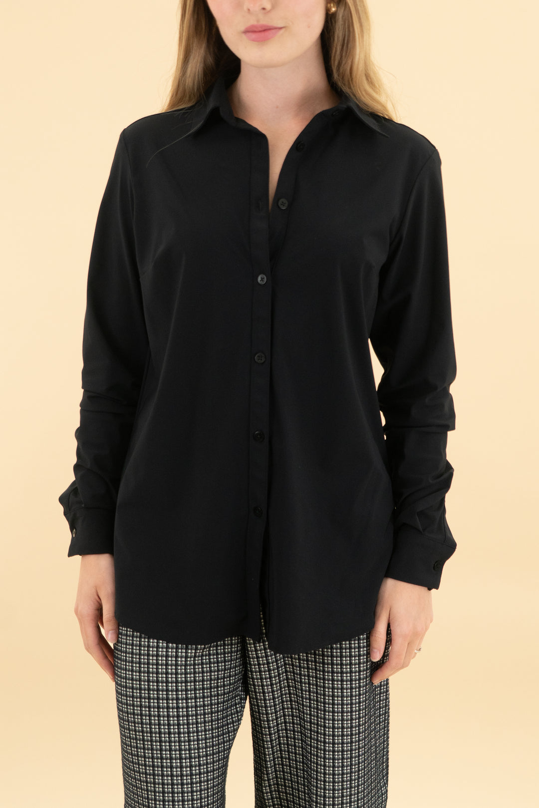 ameloria black button up long sleeve blouse (xs)