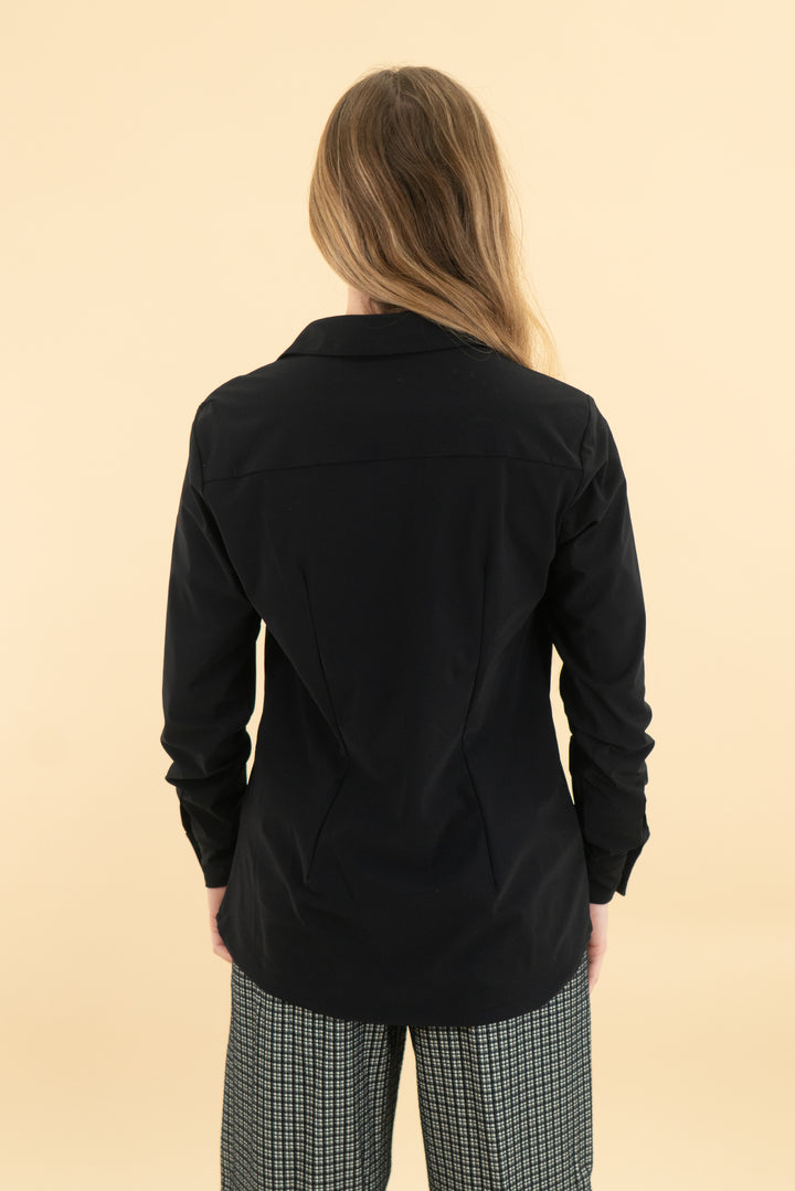 ameloria black button up long sleeve blouse (xs)