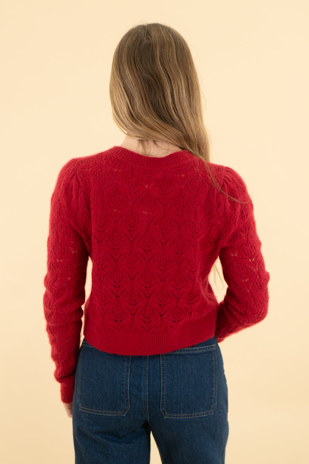 maeve red cashmere bow sweater (xs)