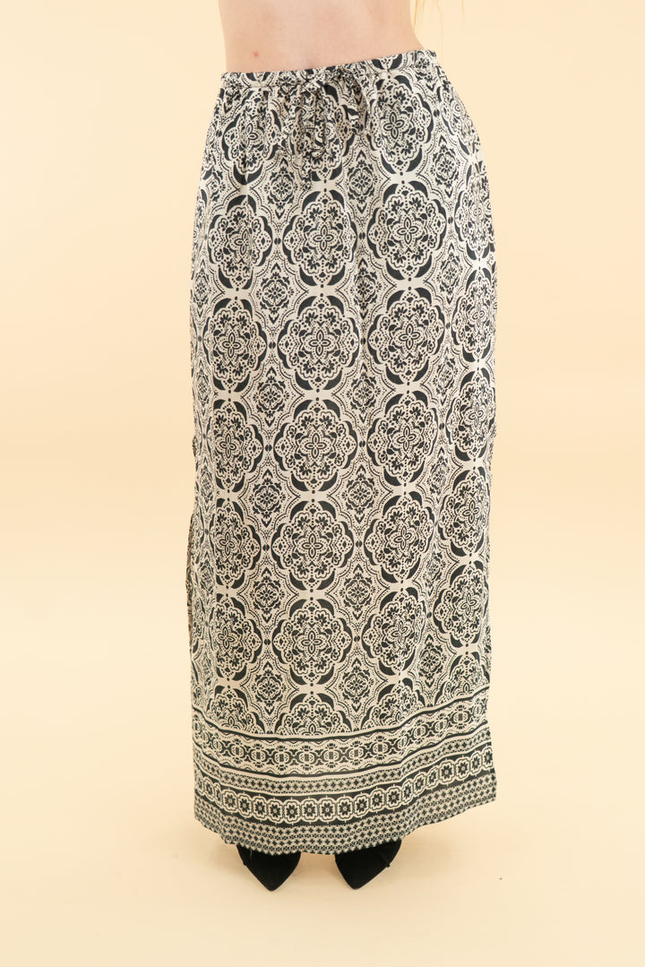splendid black/cream floral maxi skirt (xs)