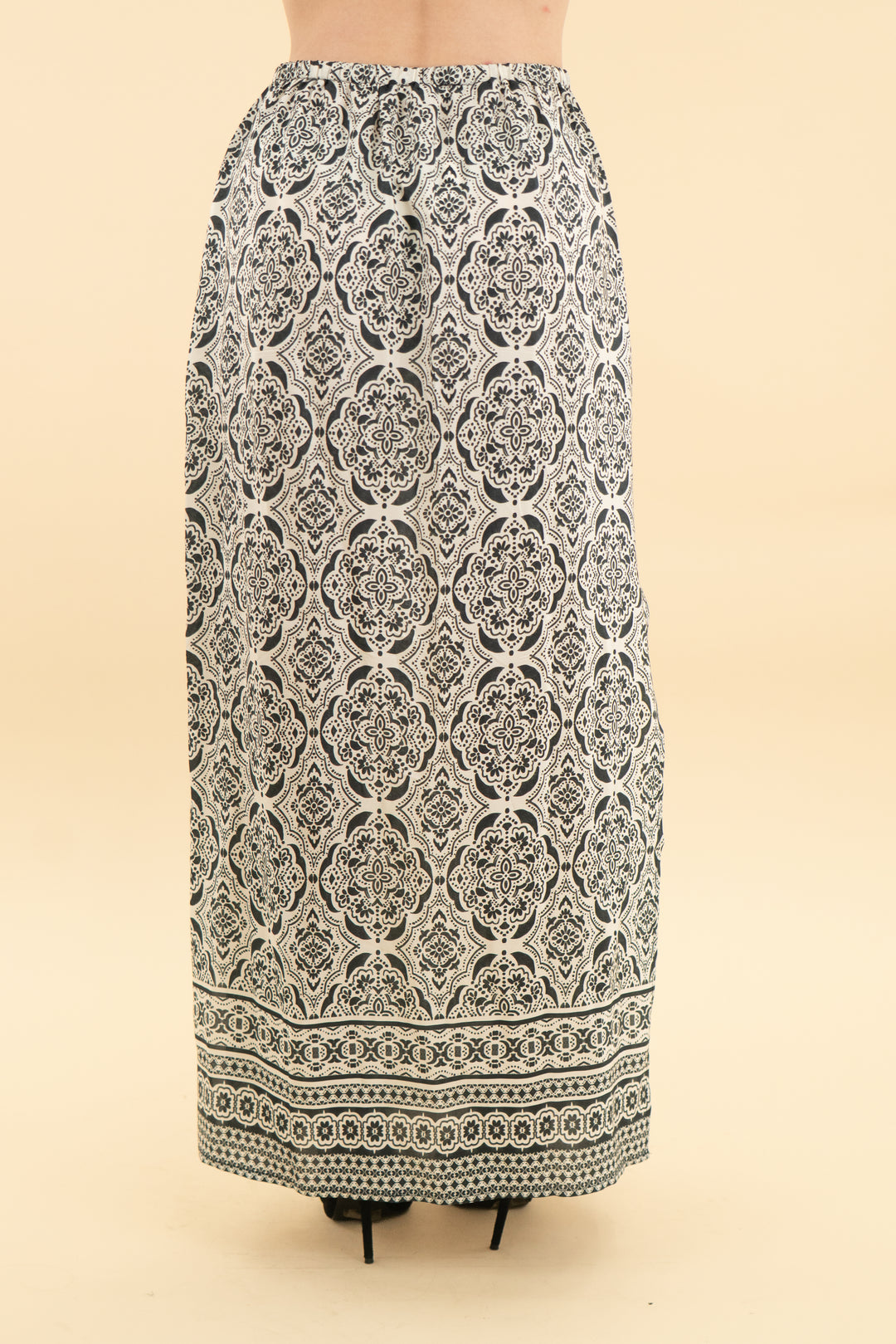 splendid black/cream floral maxi skirt (xs)