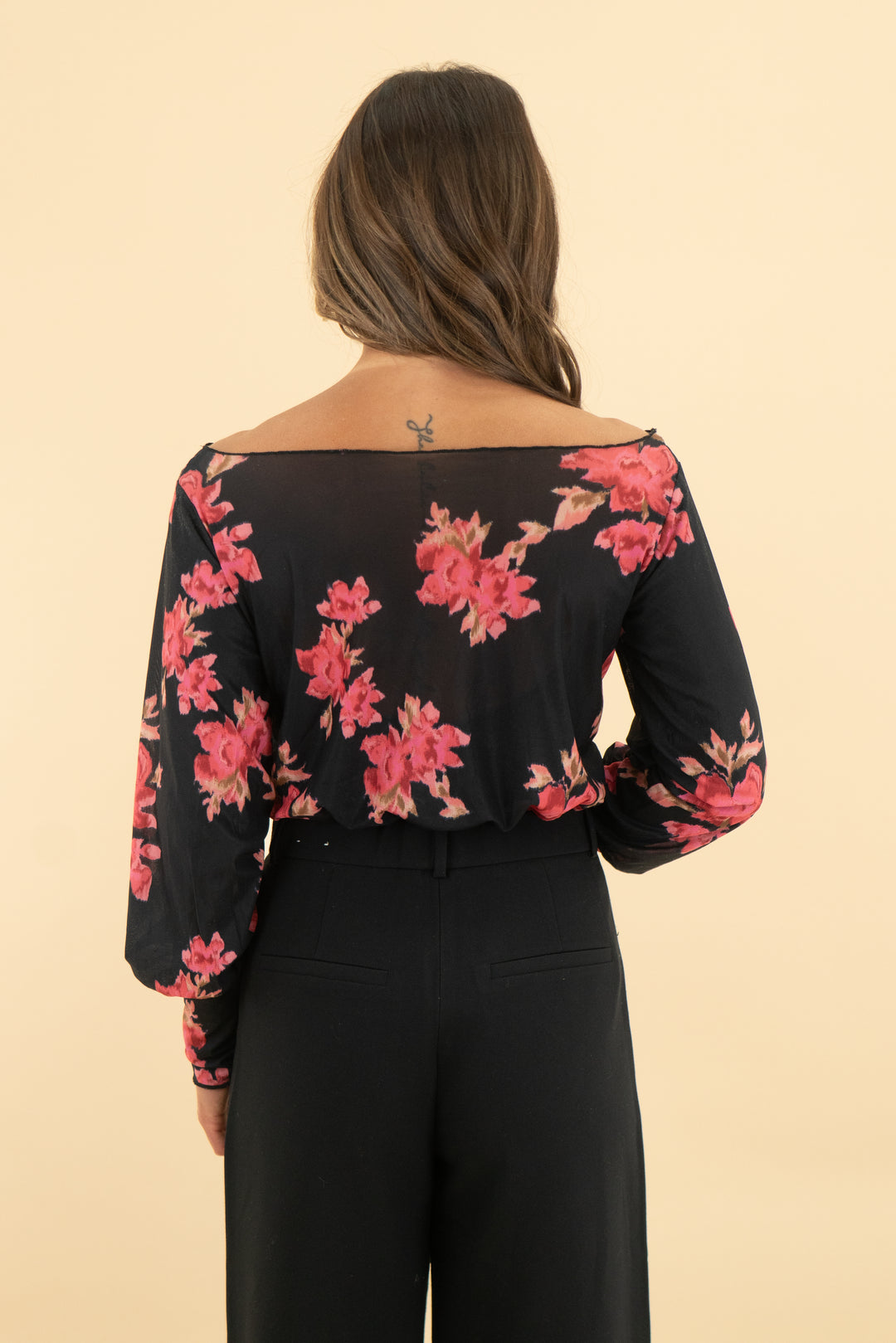 fp people floral mesh black bodysuit nwot (xs; retail $78)