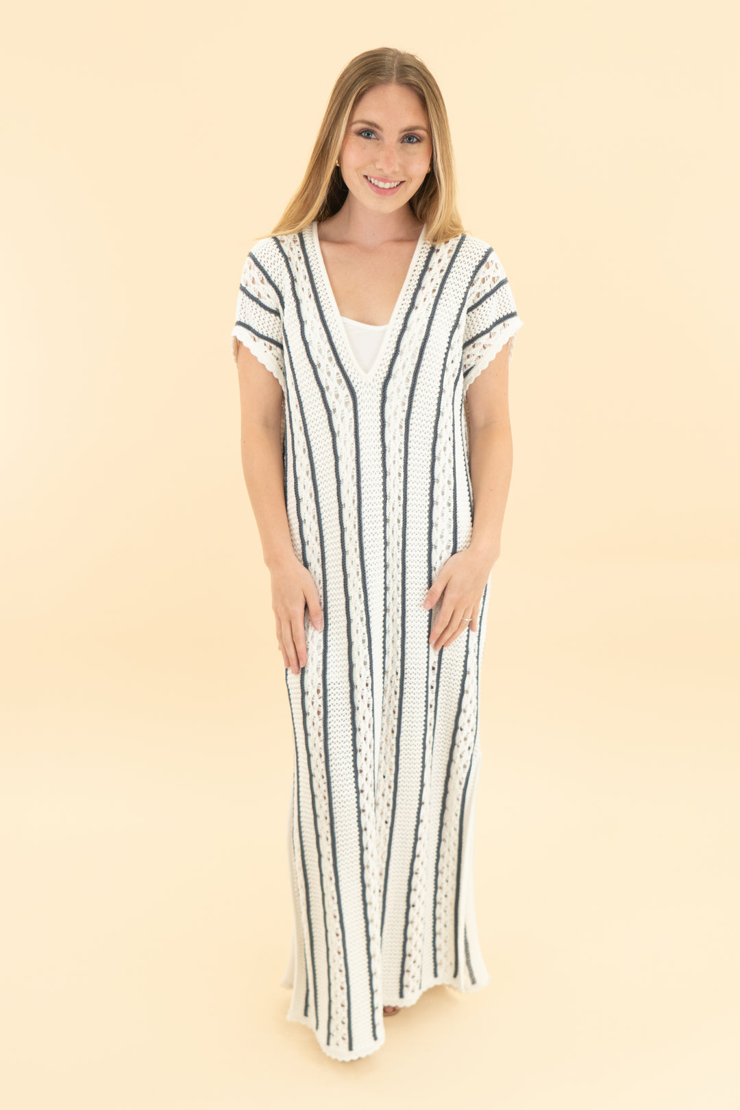 splendid white stripe knit dress (xs)