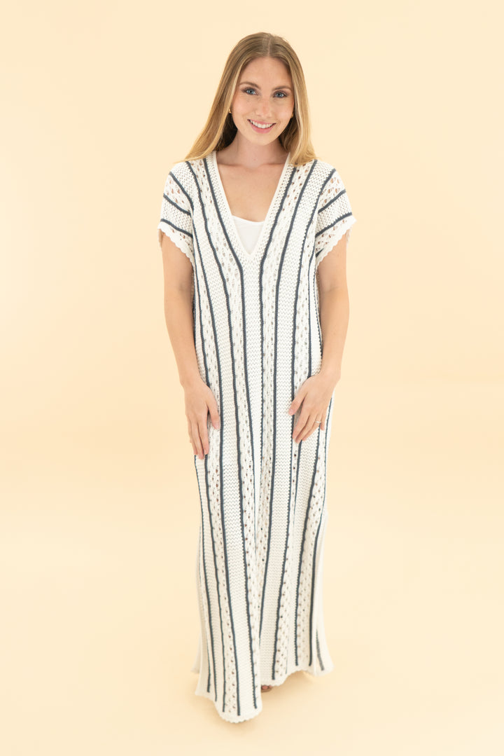 splendid white stripe knit dress (xs)