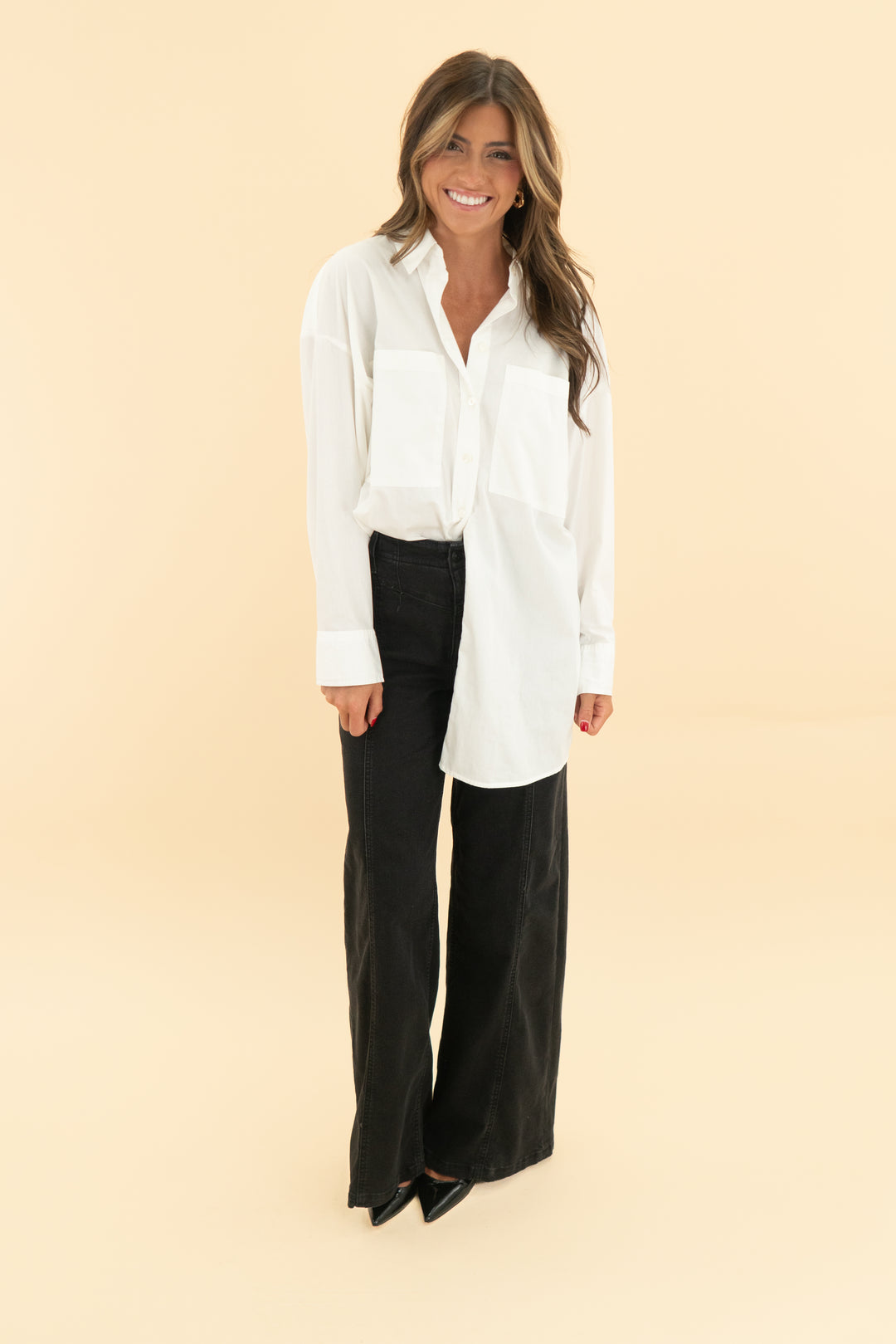 abercrombie & fitch white oversized boyfriend button top (sp; retail $69)