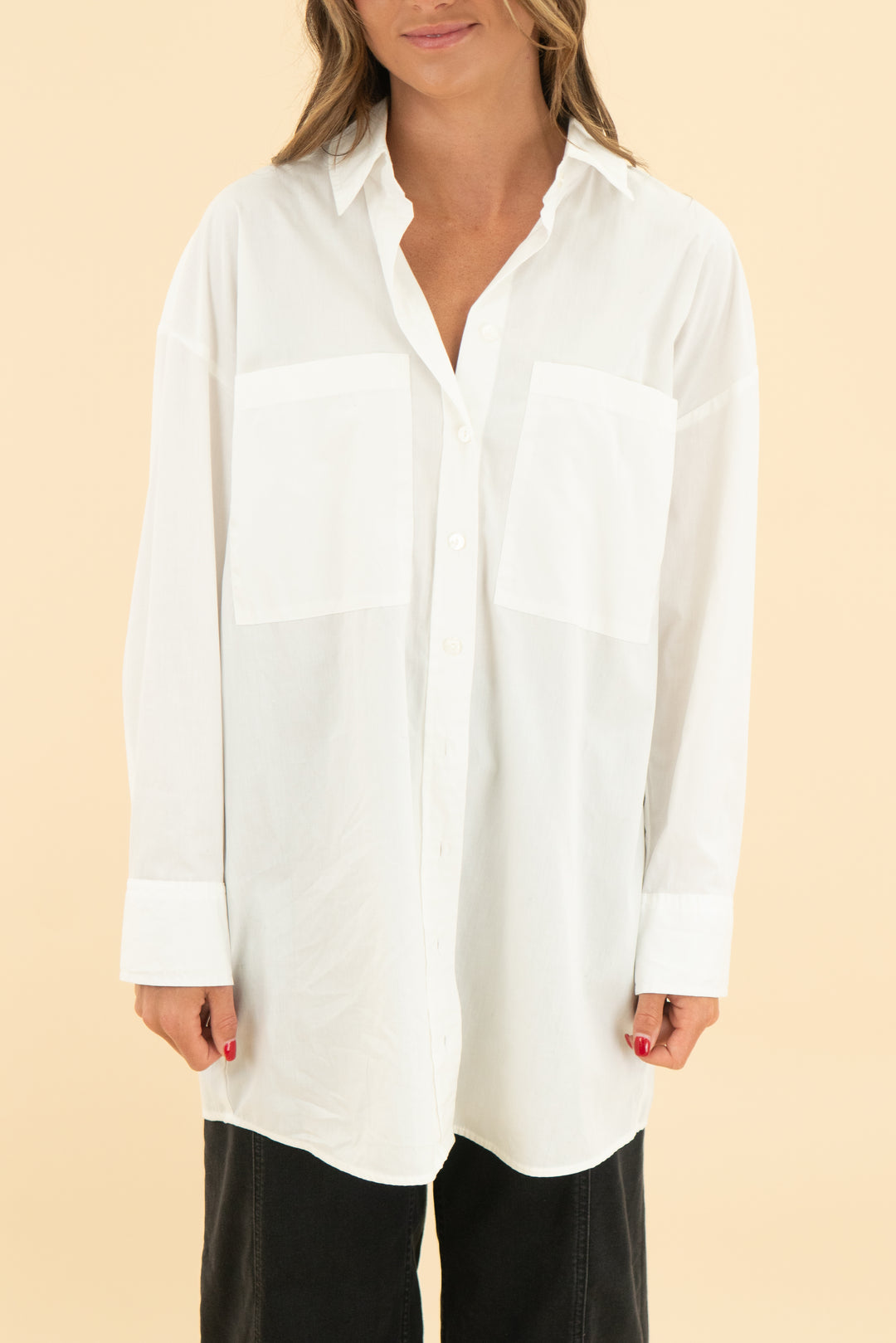 abercrombie & fitch white oversized boyfriend button top (sp; retail $69)