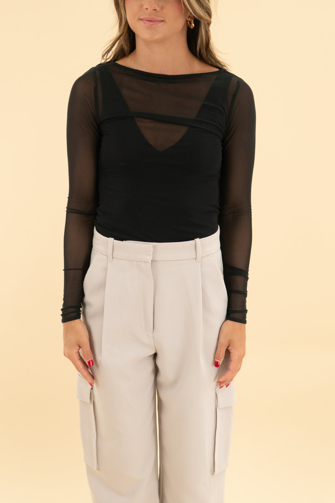 abercrombie & fitch black mesh long sleeve top (xs)