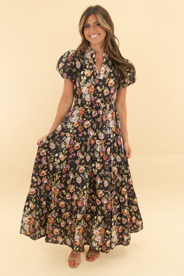 entro brown floral maxi dress (xs)