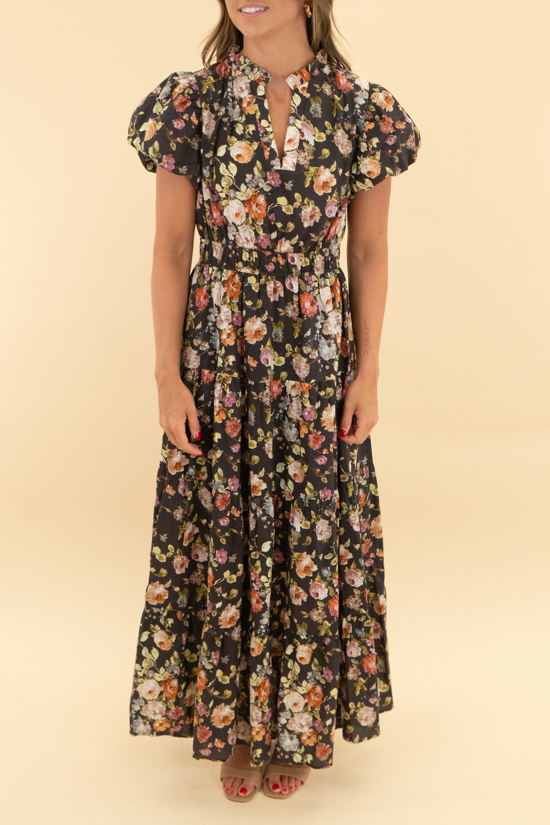entro brown floral maxi dress (xs)
