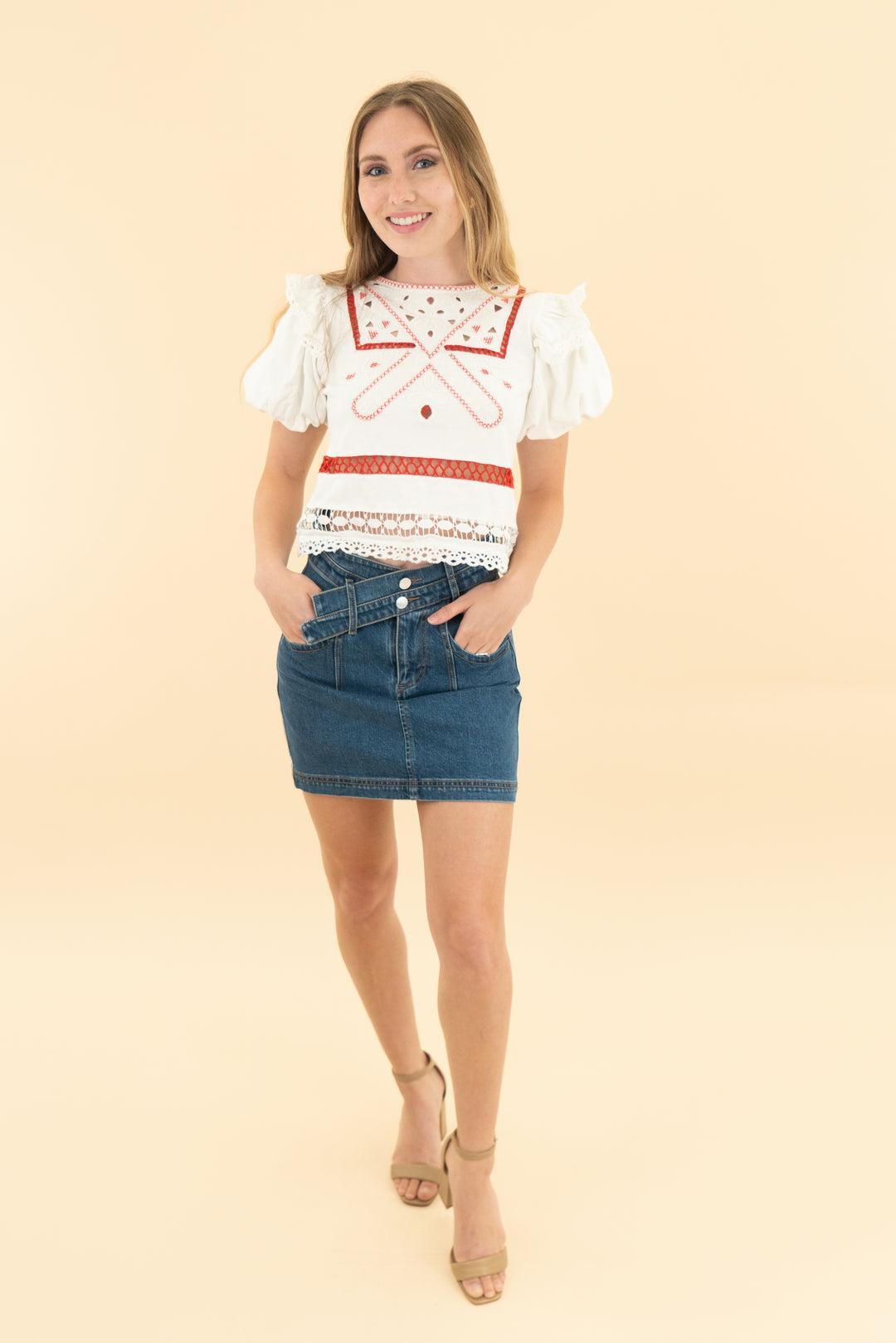 pilcro indigo a line mini skirt (0P)