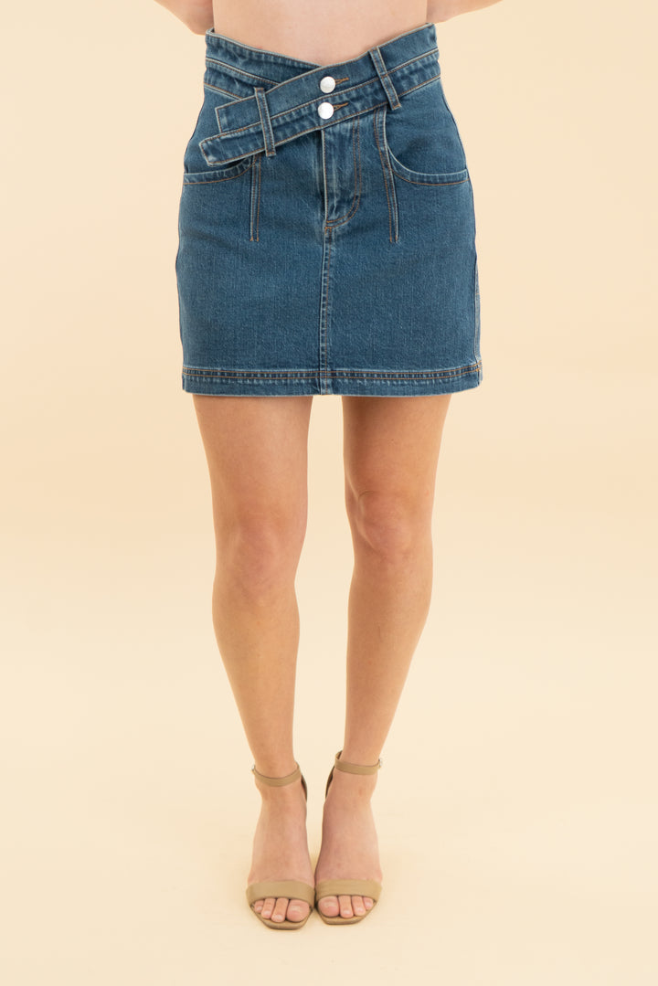 pilcro indigo a line mini skirt (0P)