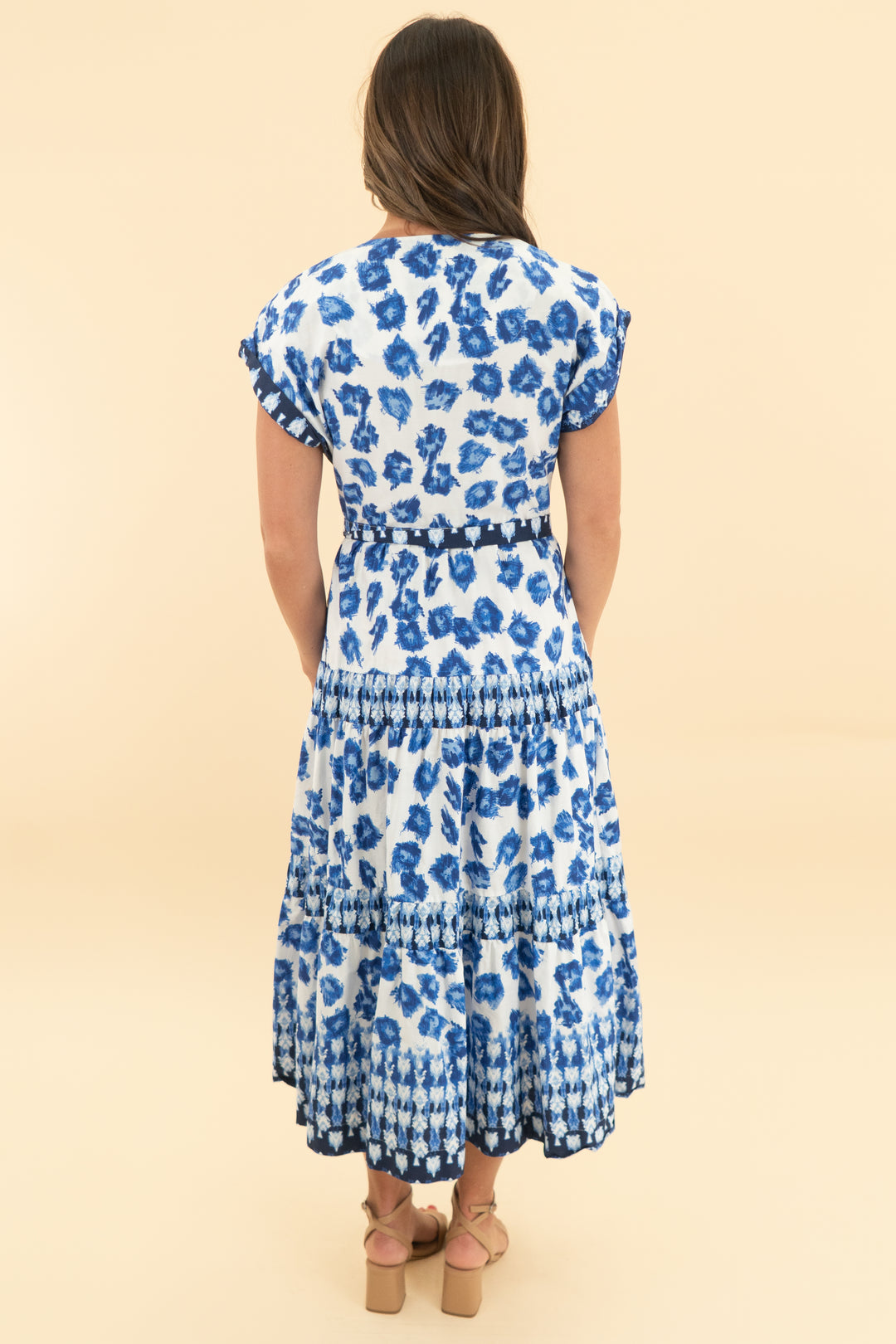 abercrombie & fitch blue/white midi dress (xsp)