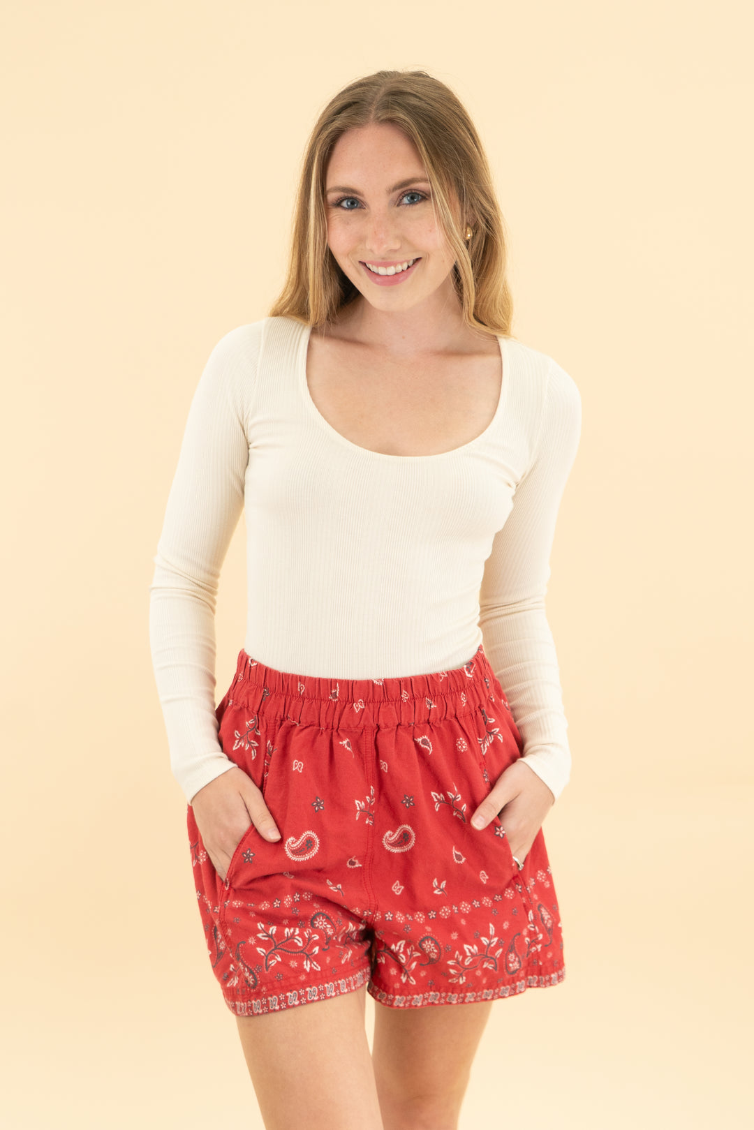aerie beige ribbed long sleeve bodysuit (xs)