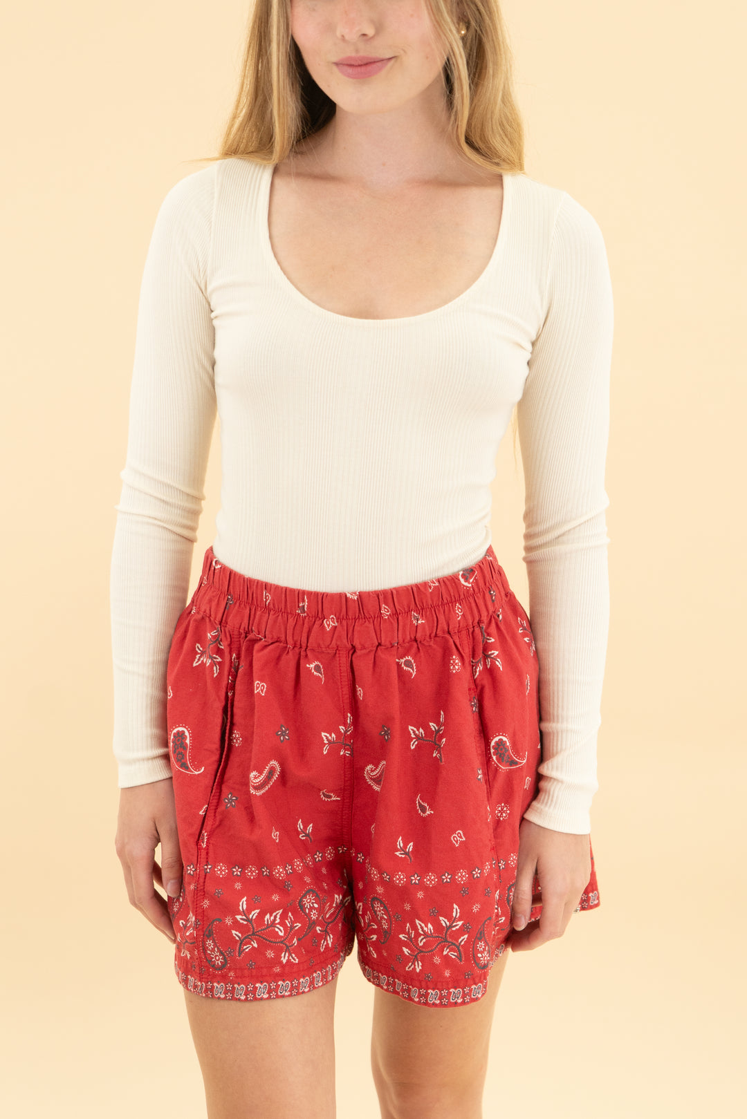 aerie beige ribbed long sleeve bodysuit (xs)
