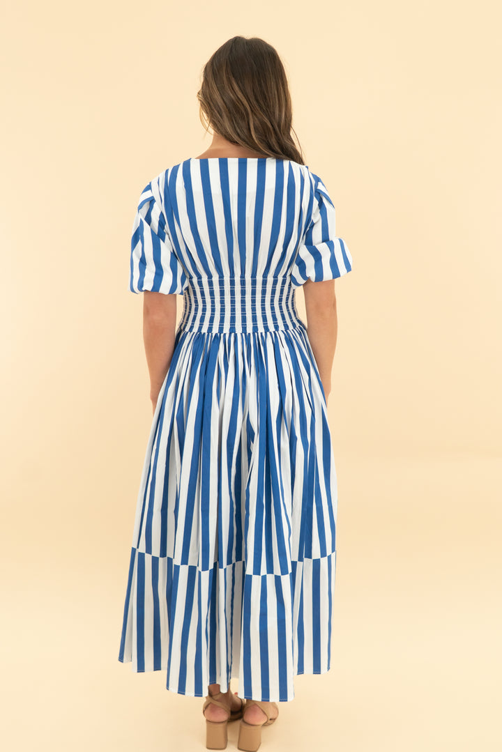 ayr blue stripe maxi dress (xs)