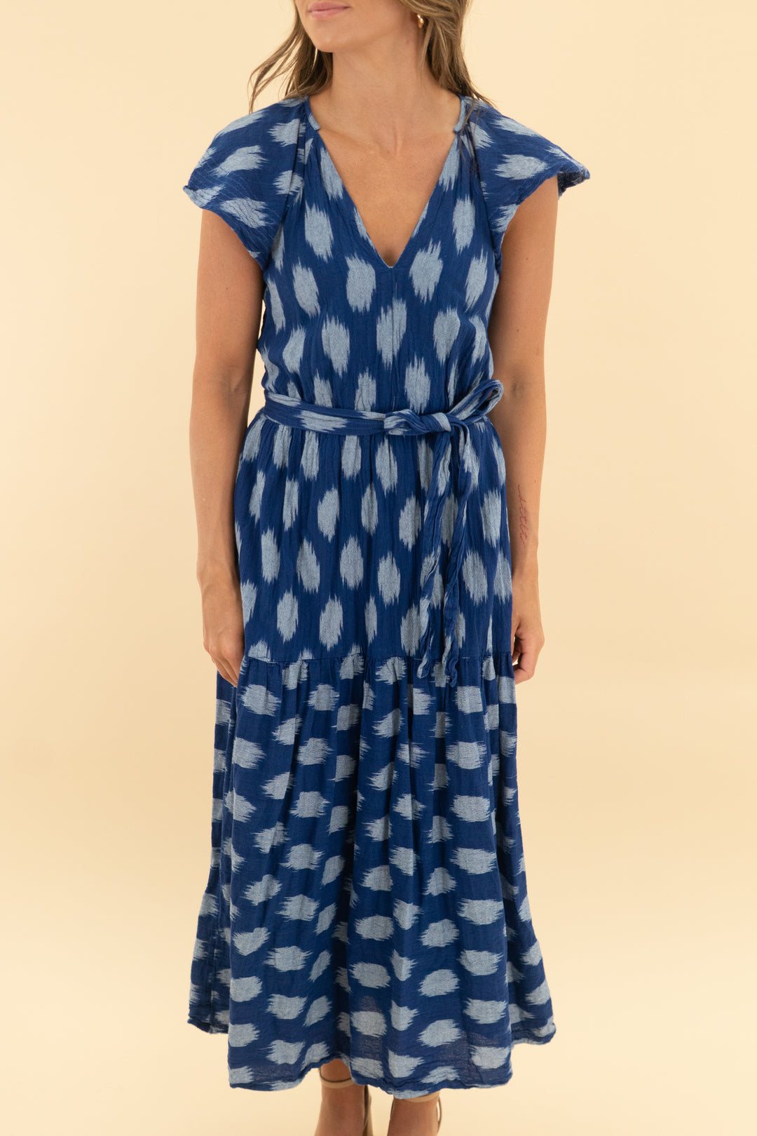 evereve blue cotton maxi dress (xs)