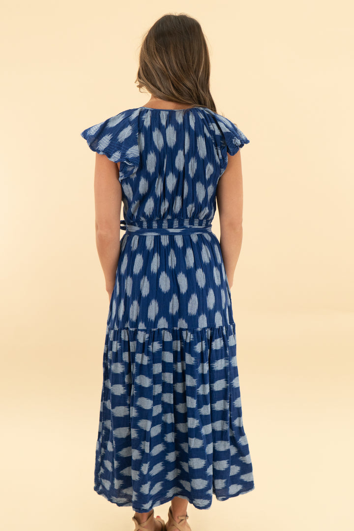 evereve blue cotton maxi dress (xs)