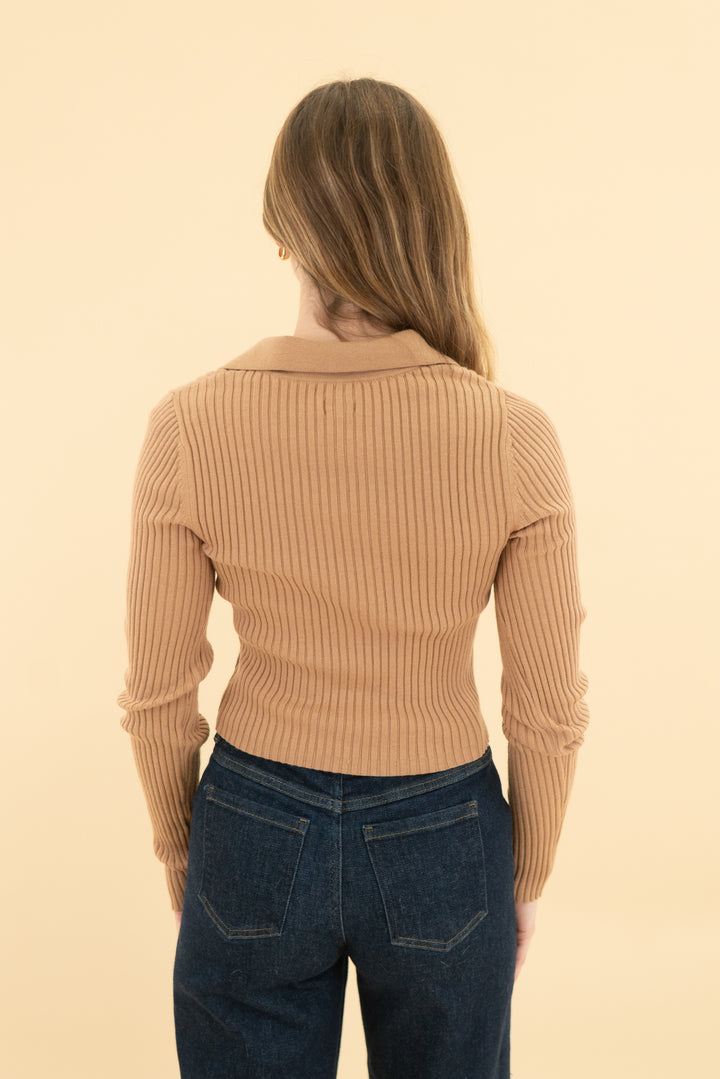 aerie brown ribbed top nwt (xs; retail $49.95)