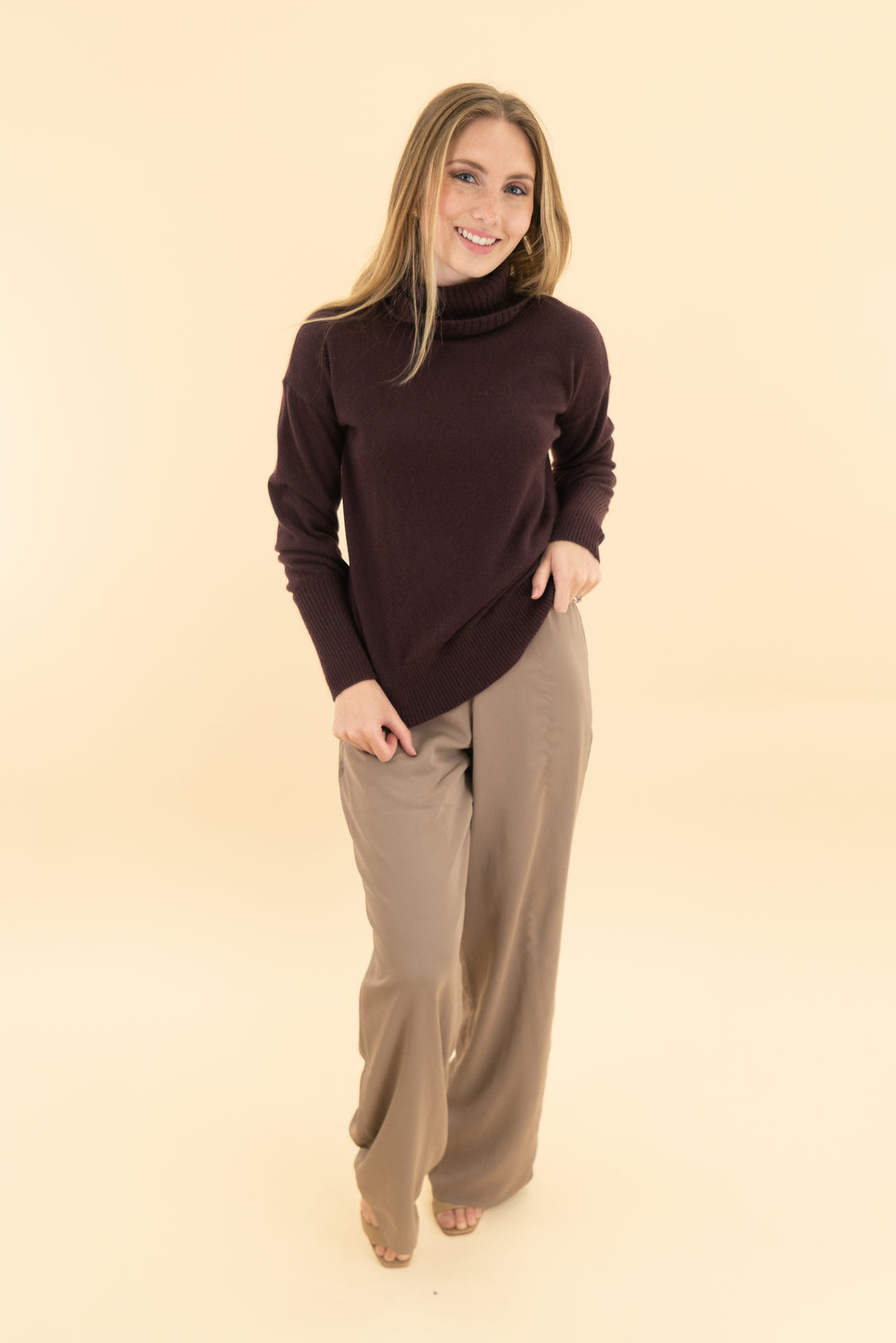 madewell deep plum cashmere turtleneck sweater nwt (xxs; retail $158)