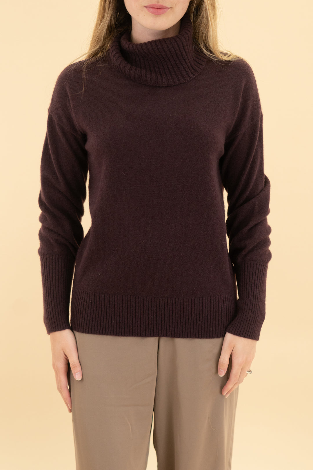 madewell deep plum cashmere turtleneck sweater nwt (xxs; retail $158)