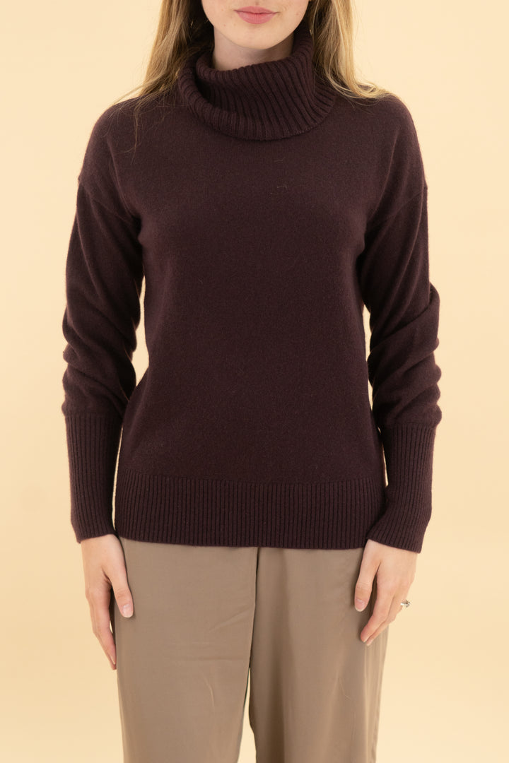 madewell deep plum cashmere turtleneck sweater nwt (xxs; retail $158)