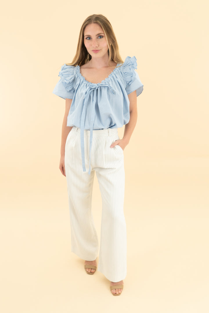 karen walker powder blue ruffled top (2)